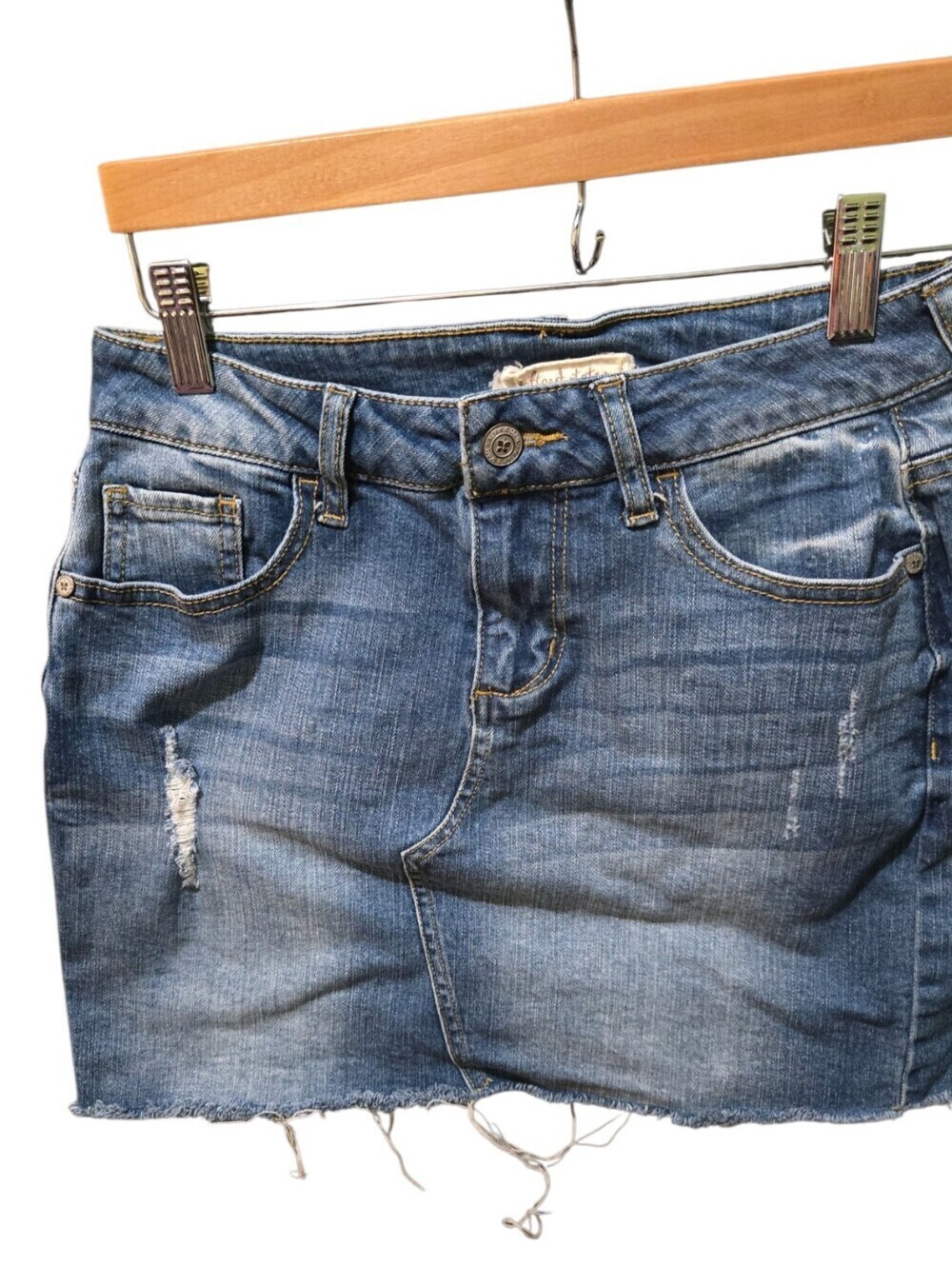 Women’s Distressed Blue Denim Mini Skirt